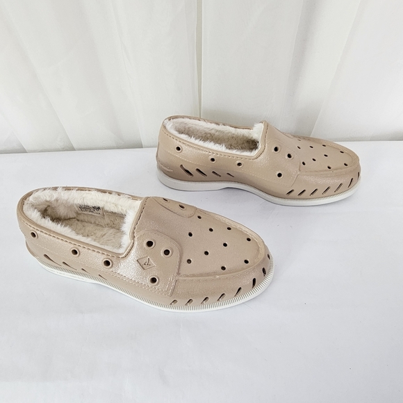 Sperry Women's Authentic Original Float Cozy Boat Shoe Tan Glitter ShimmerSize 8 - Picture 3 of 11